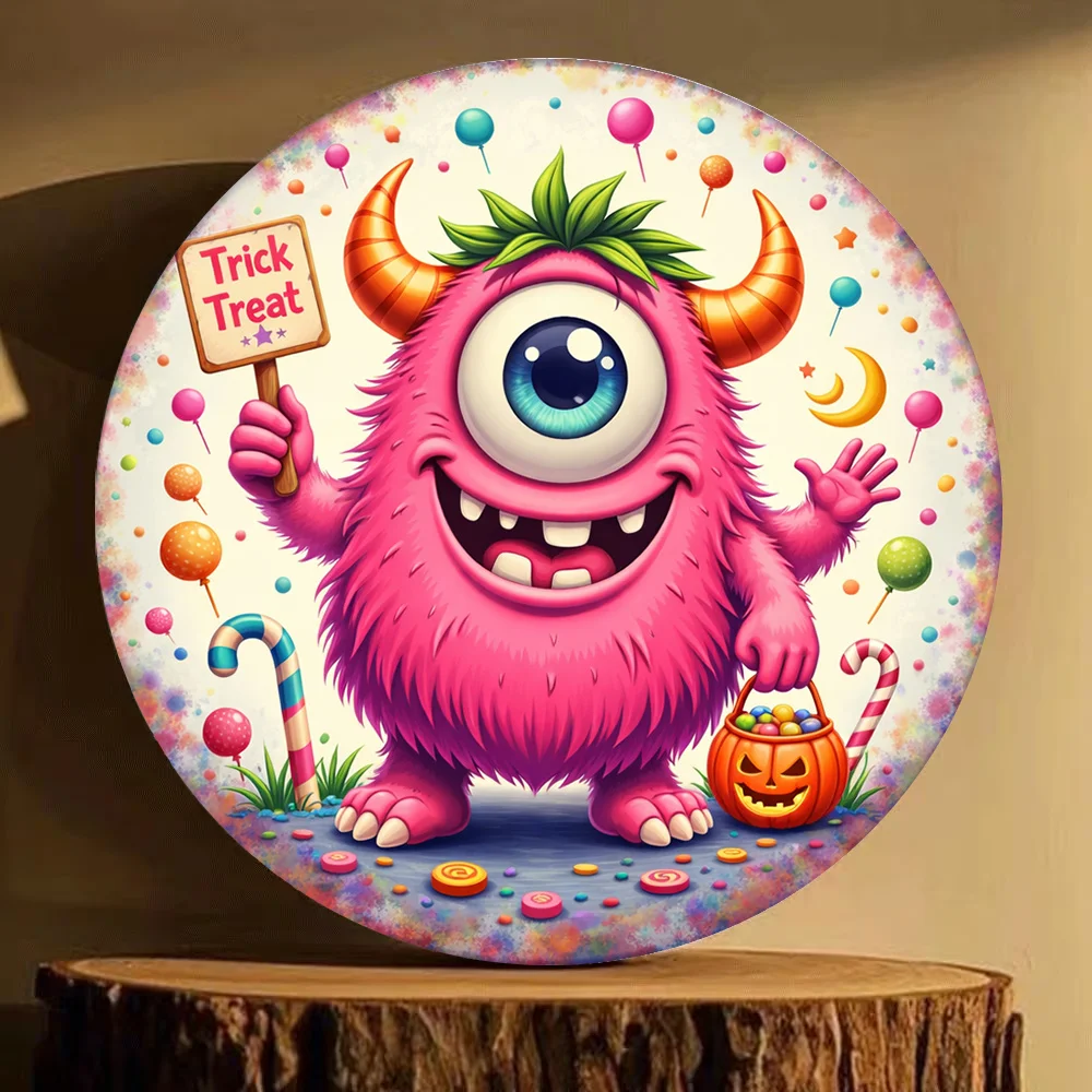 2D Flat, 1pc 2D Flat Pink One-Eyed Monster 