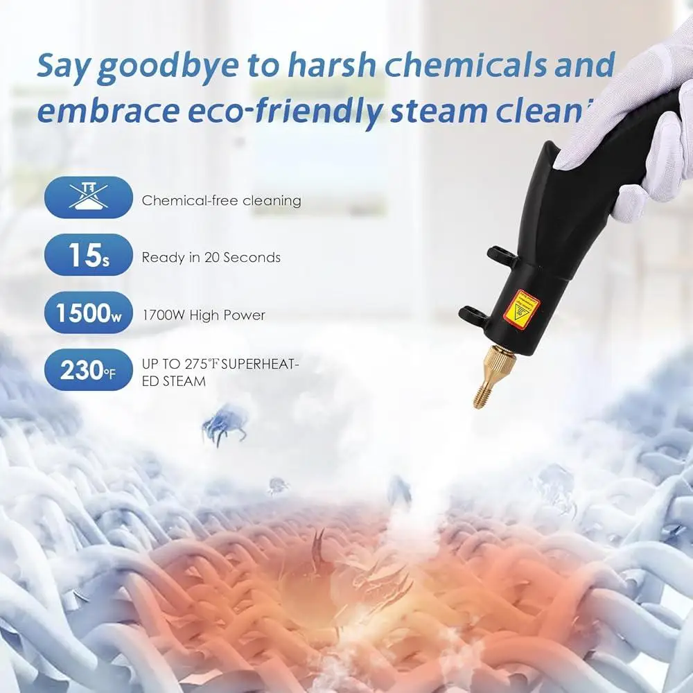 1500W 고압 스팀 청소기 Tankless 15s 가열 230F 자동차 자동차 홈 주방 욕실 그라우트 타일 청소 도구