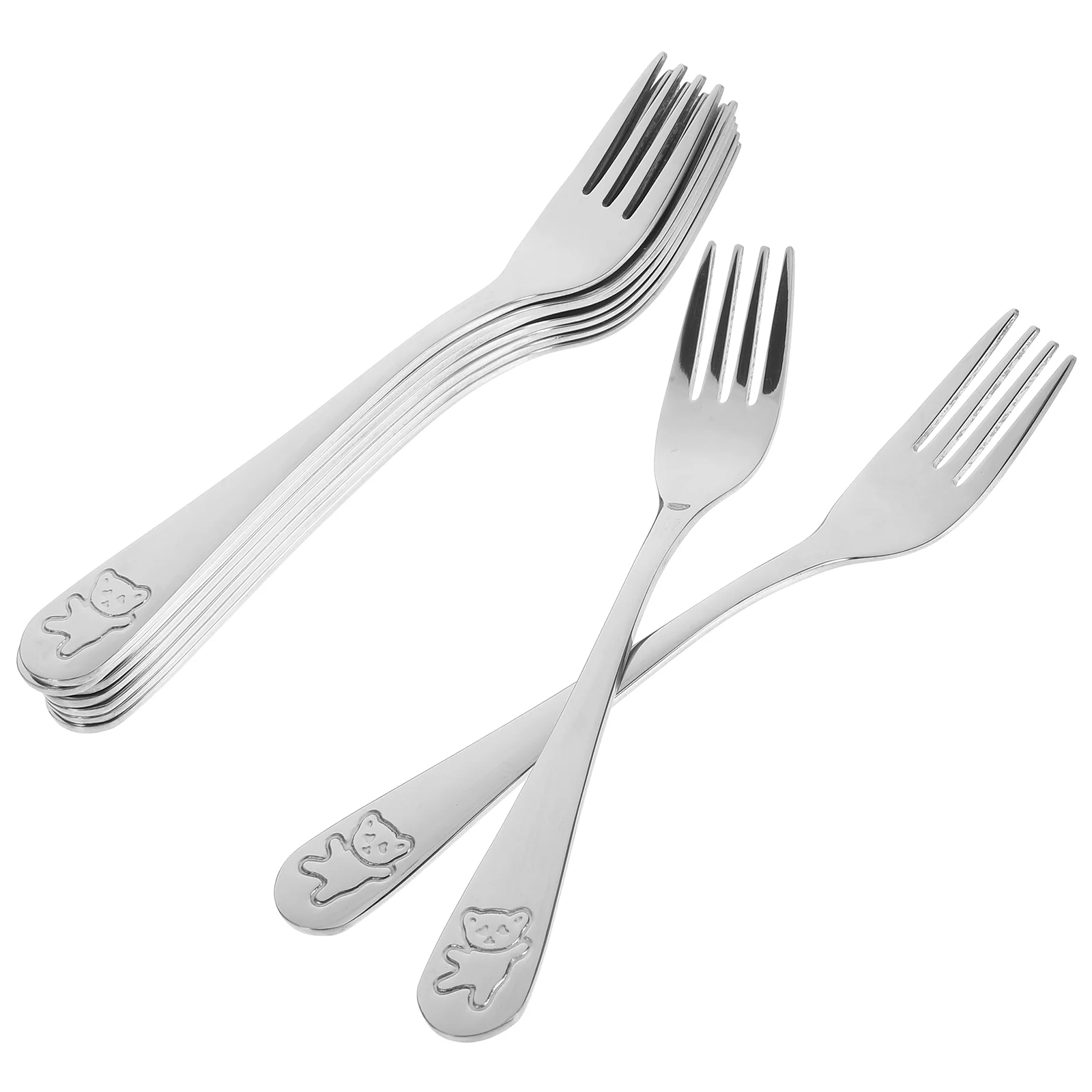 9 Pcs Stainless Steel Children's Fork Long Handle Pickle Forks The Jar Cartoon Small Appetizers Party Fruit Seafood Baby