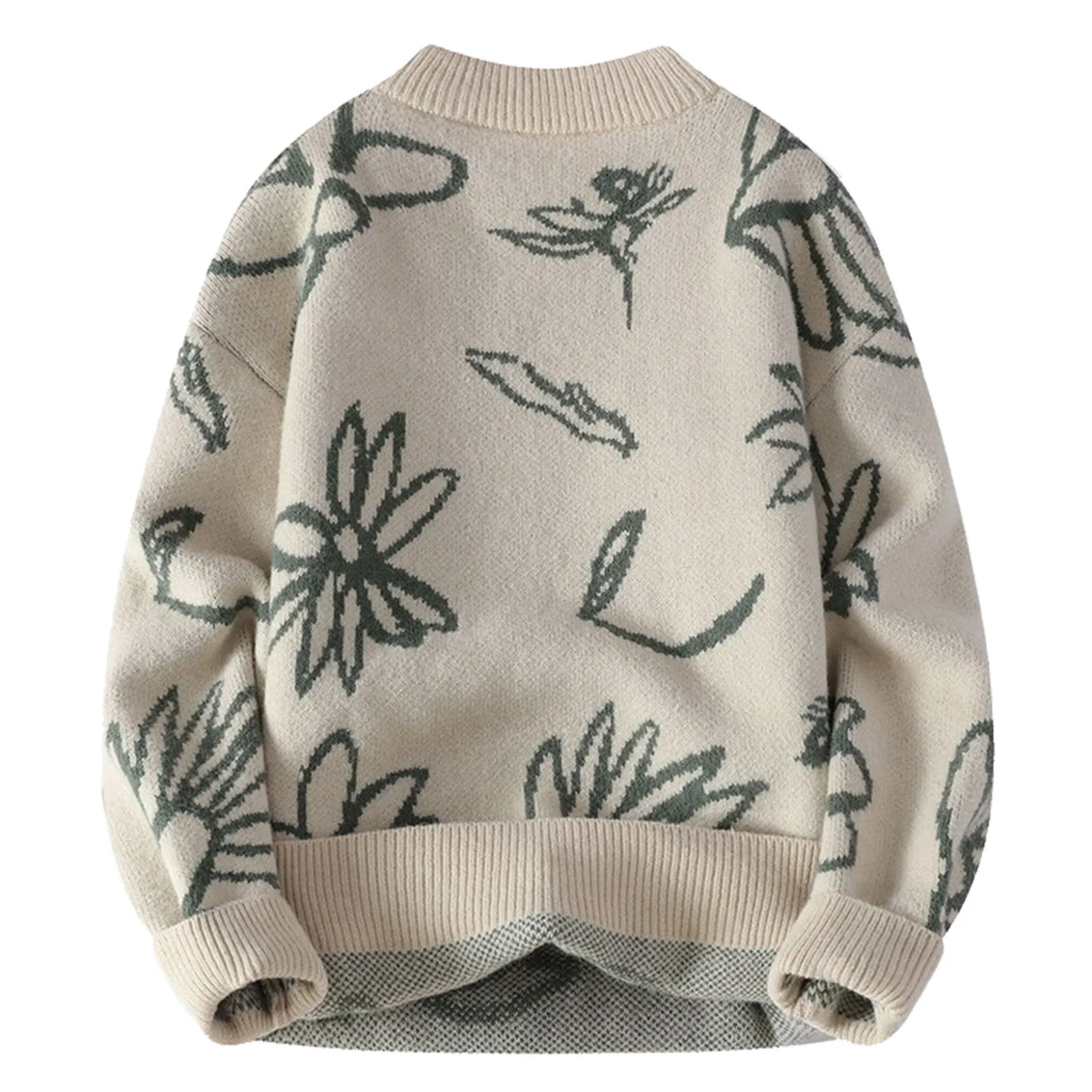 Men'S Autumn Winter Thick Towel Embroidered Mono Gram Knit Sweater Korean Harajuku Style Knitted Top Chic Pullover Trendy Print