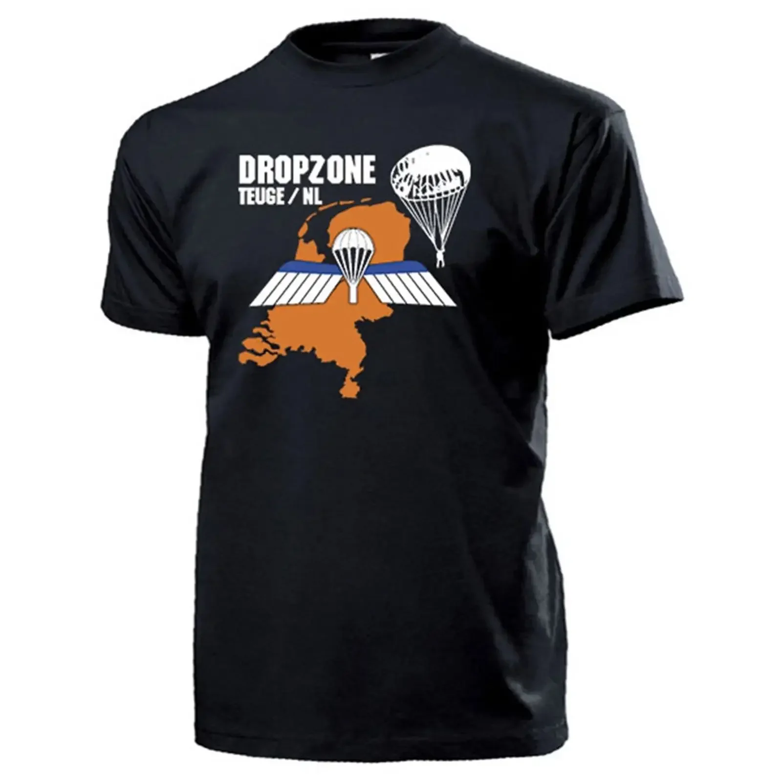 Dropzone Teuge Round Cap Dutch Paratrooper Badge T Shirt 16655 vintage Washed homme Slightly Versatile designer clothes fashion