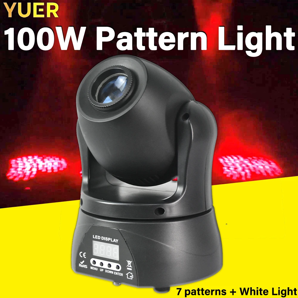 YUER NEW 100W Pattern Light with 7 Patterns 7 Colors 10/12CH DMX Sound Activated Ideal for Clubs Bars and Events DJ Disco