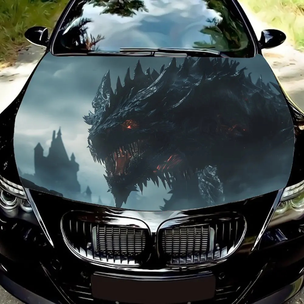 

Evil Black Dragon Car Hood Wrap - Fit, Durable Paper Decal For Cars & Trucks, Car Bonnet Sticker|Weatherresistant Wrap,Self-adhe