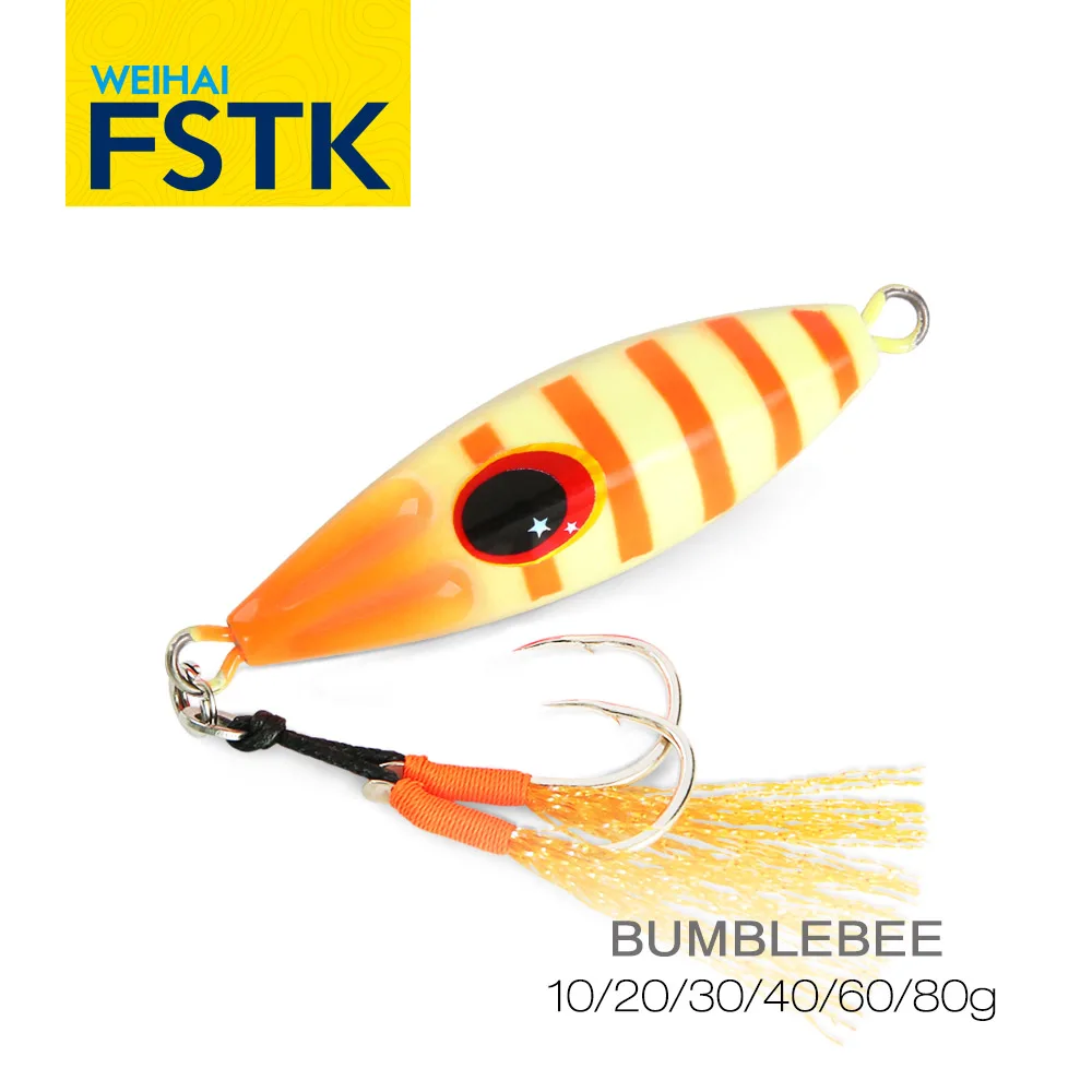 

FSTK Cast Metal Jig Slow Pitch Jig 20 30 40 60 80G Shore Casting Jigging Spoon Saltwater Fishing Lure Slow Bee Artificial Baits