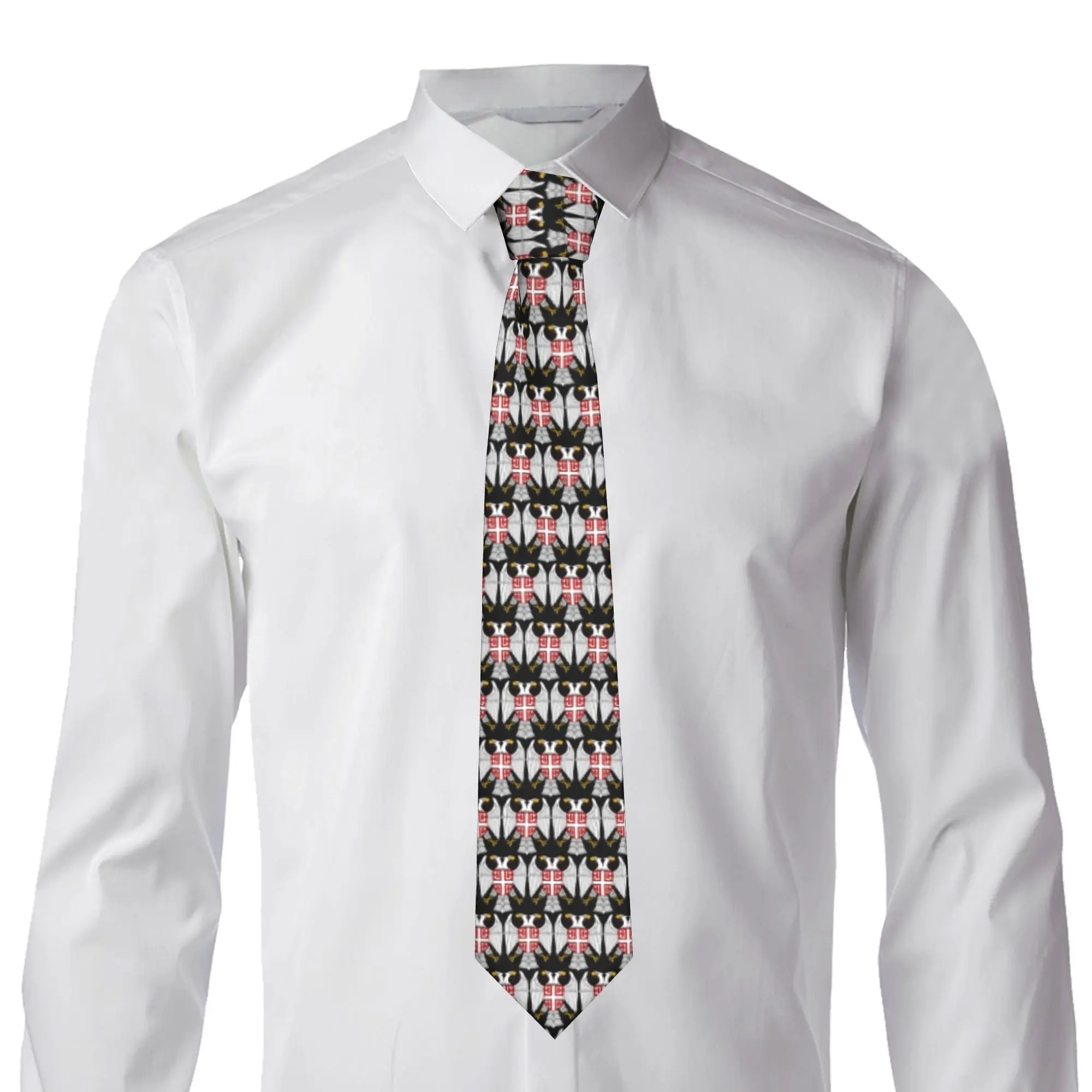 Formal Serbian Eagle Coat Of Arms Tie for Business Men Serbian Flag Neckties