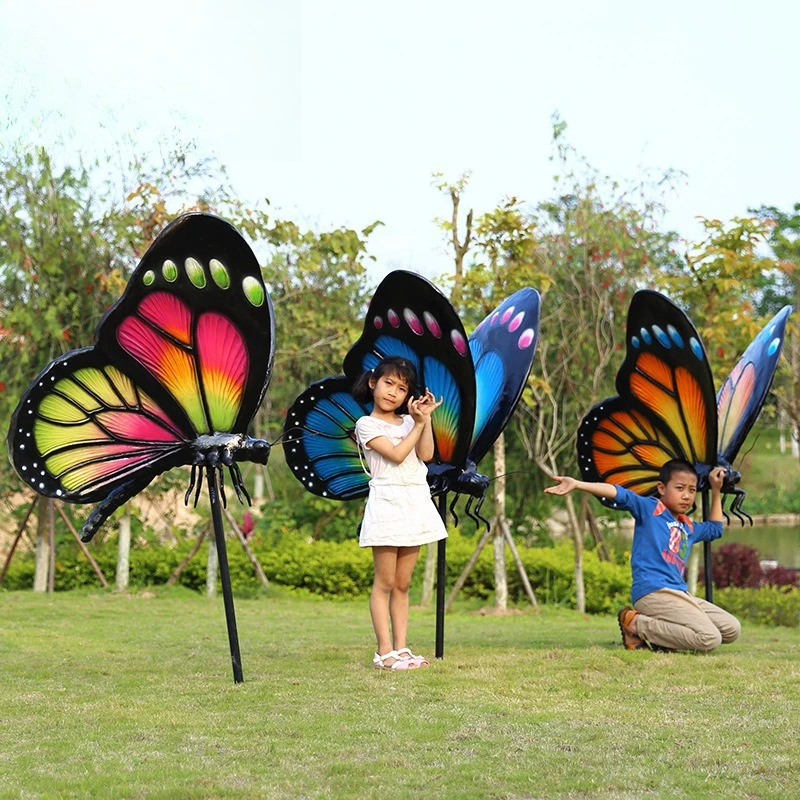 

FRP butterfly sculpture wrought iron plug-in simulation animal