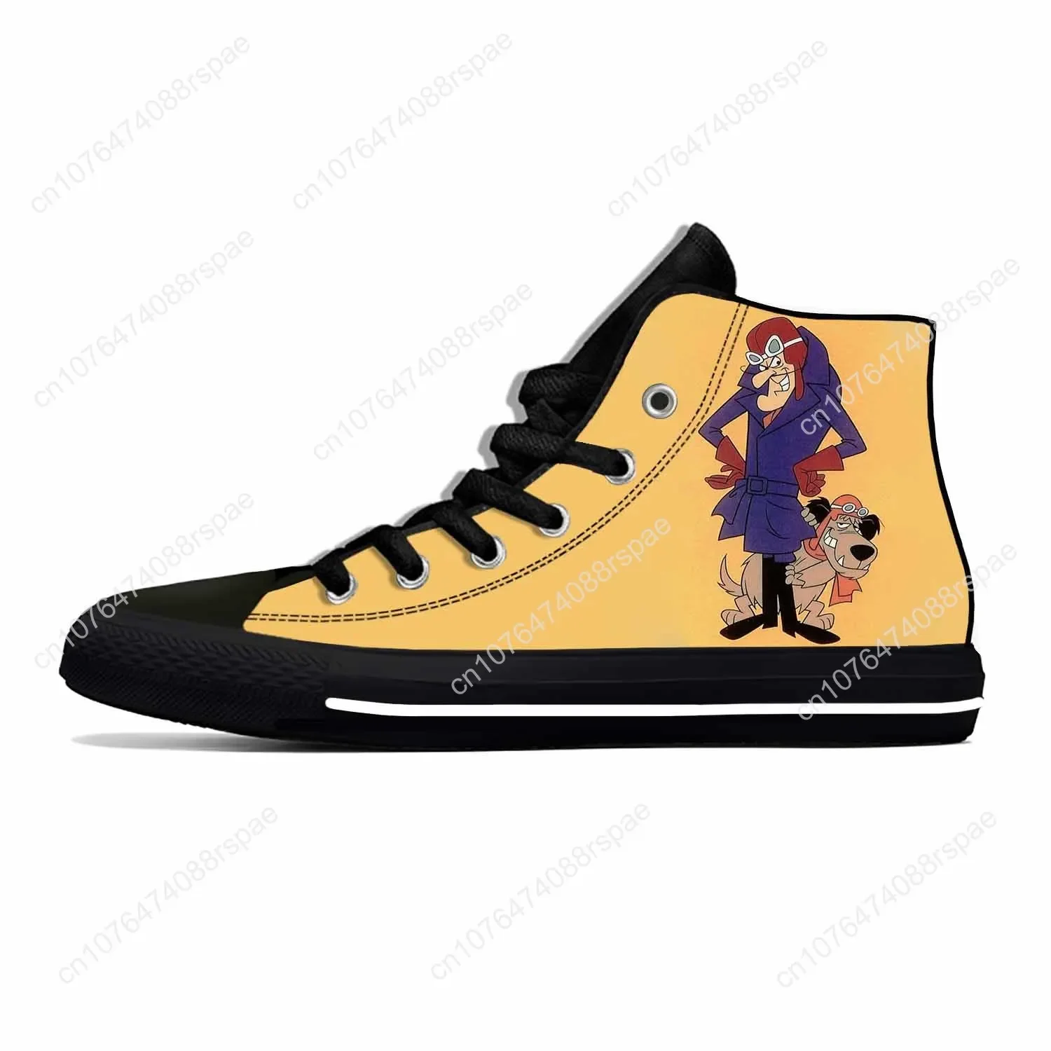 Races Anime Cartoon Wacky Muttley Dick Dastardly Casual Cloth Shoes High Top Lightweight Breathable 3D Print Men Women Sneakers