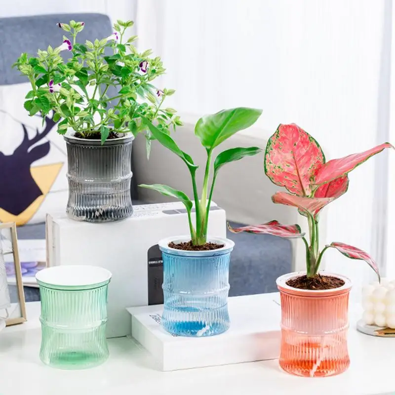 

Silicone desktop flower pots Small potted plant pots Leak-proof automatic watering pots For indoor balcony planting at home