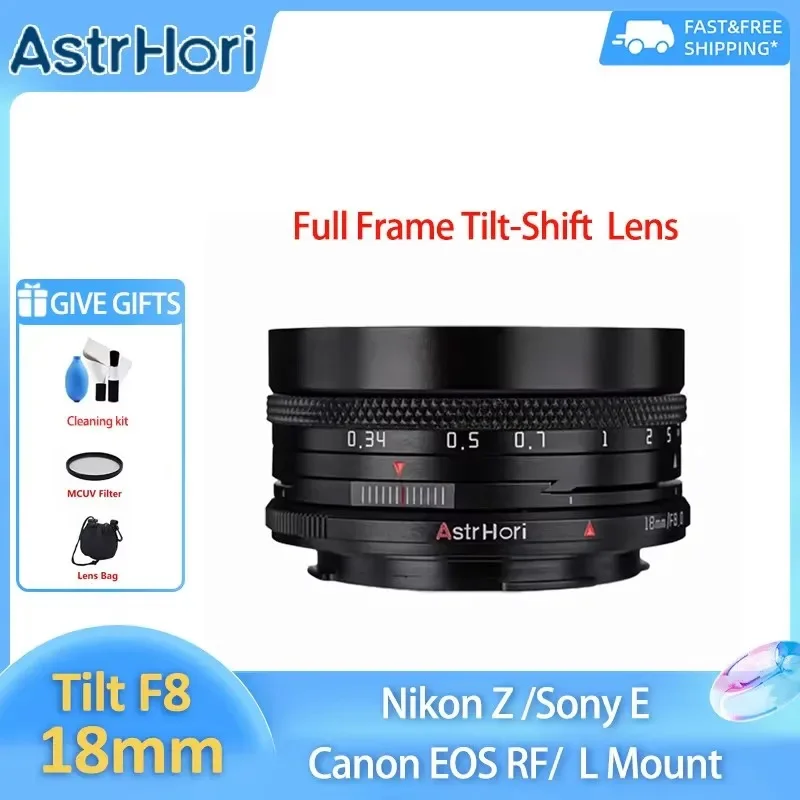 AstrHori 18mm F8 Full Frame Tilt-Shift Wide Angle Camera Lens for Mirrorless Camera Sony E Canon RF Leica L Nikon Z