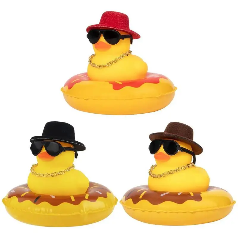 

Duck Car Ornaments Shower Swimming Supplies Shower Swimming Supplies With Sunglasses Hat Gold Chain Rubber Ducks For Bath Yellow