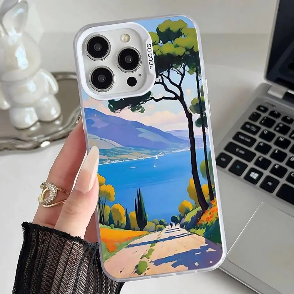 Art D-David H-Hockney Phone Case For iPhone 16,15,14,13,12,11,Pro,XS,Max,Plus,Mini,SE White Candy Matte Shockproof Cover