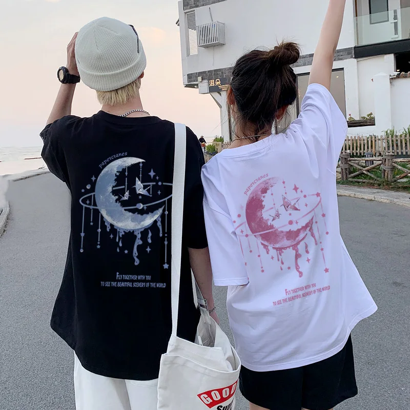 Whale Pattern Couple clothes 2025 New Trend Fashion T-shirt Summer Loose Casual T-shirt