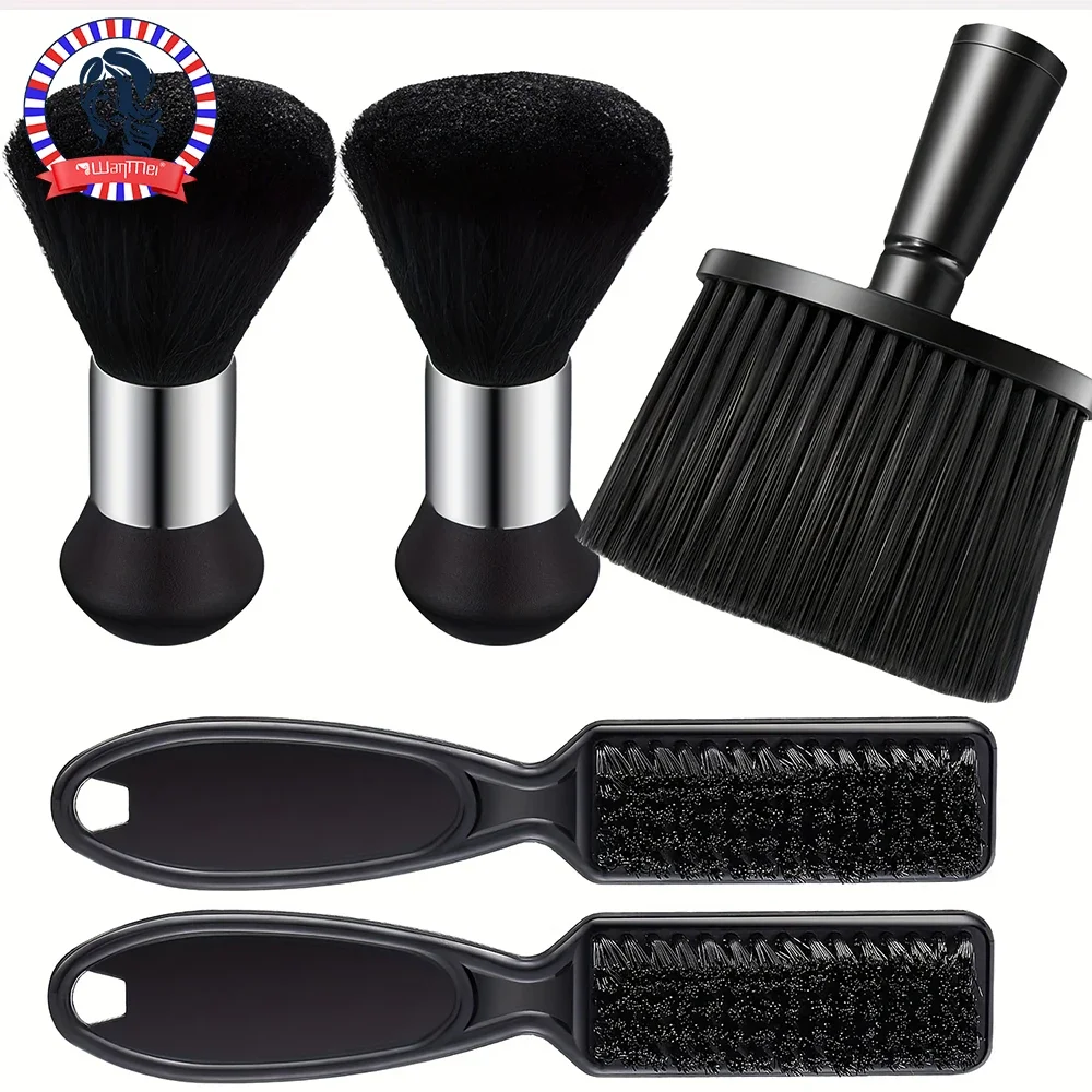 5 pçs profissional máquina de cortar cabelo pescoço conjunto escova remoção poeira, ferramenta estilo cabelo cerdas, alça abs, tipo cabelo suprimentos limpeza