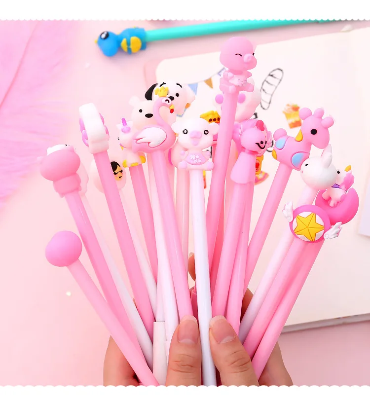 Imagem -06 - Bonito dos Desenhos Animados Unicórnio Gel Pen Kawaii Pen Bolsa Tinta Preta Escritório Papelaria Material Escolar Estudante Escrita Canetas 0.5 mm 20 Pcs por Lote