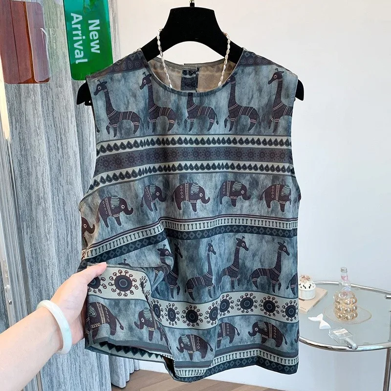 Top de verão feminino svel solto ajuste redondo ne tecido fino vintage sle botão até confortável respirável fiel irt