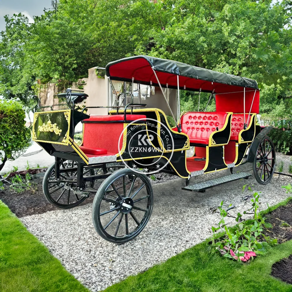 Customized Wedding Horse Drawn Carriage Wagon Sightseeing Royal Electric Horse Carriage For Sale