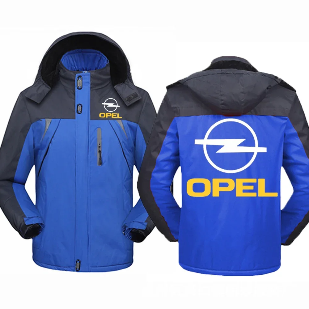 2024 Autumn Winter Men's Opel Logo Print Personality Windbreaker Coat Thickened Cold Prevention Warm Zip Mountaineering Clothing