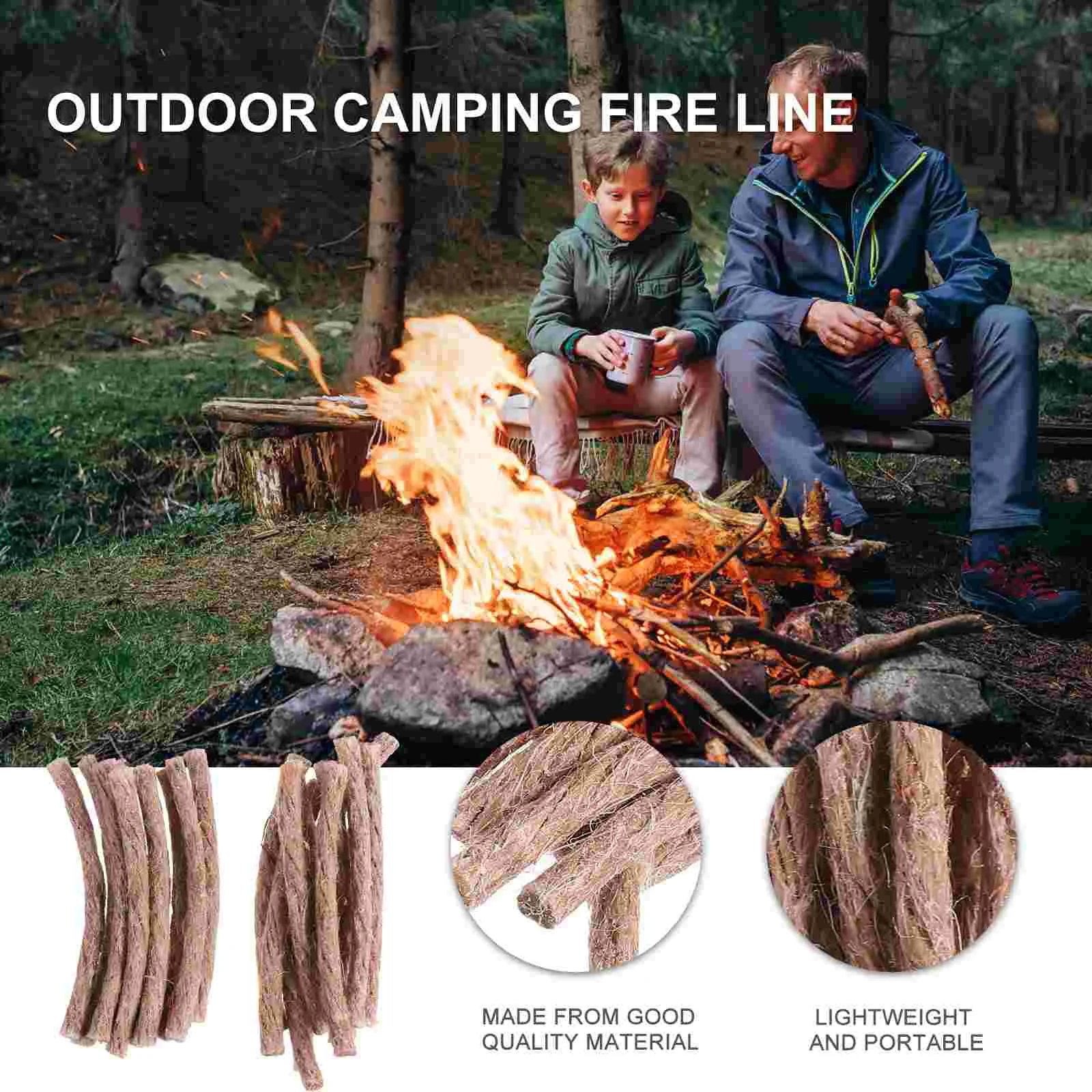 Picnic Barbecue Rope Set Wick Survival Lighter Fire Starter Cord Starters Camping Rucksack