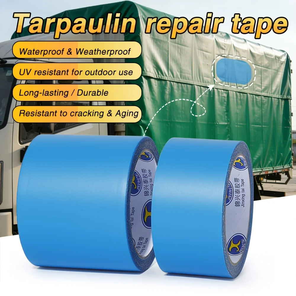 2 Rolls Heavy‑Duty Waterproof Tarpaulin Repair Tape, Self‑Adhesive Patch, UV‑Resistant, Wear‑Resistant & Tear‑Proof
