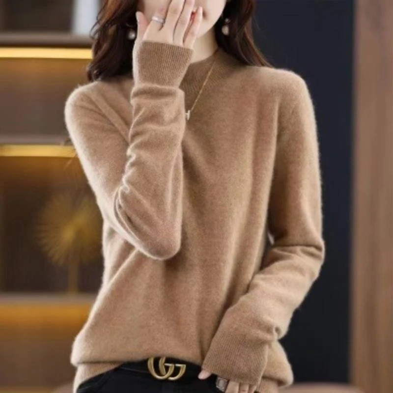 

Zjaiss Korean Fashion Warm Bottoming Shirts Autumn Winter Women Sweater Turtleneck Basic Knitwear Solid Long Sleeve Pullovers