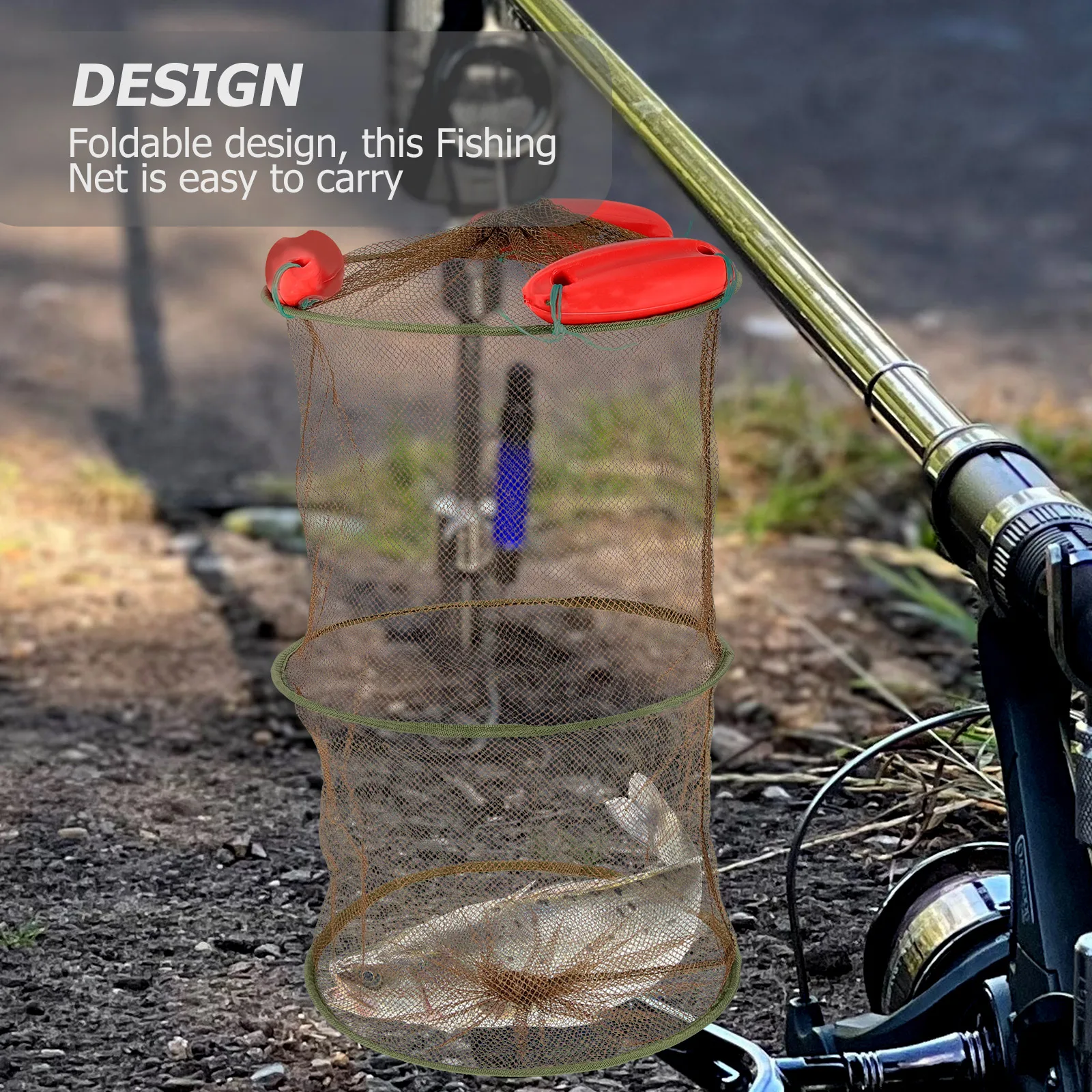 

Coffee Fishing Net Guard Mesh Foldable Flotable Drawstring Big Capacity Fish Shrimp Portable Storage Deepen Prevention Escape