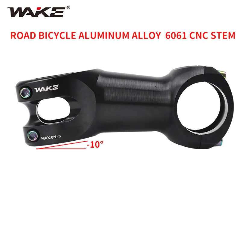 Wake Bicycle Handlebar Stem Road Bike Accessories 31.8mm Negative 10 Degree Aluminum Alloy 90mm Rise High for Cycling