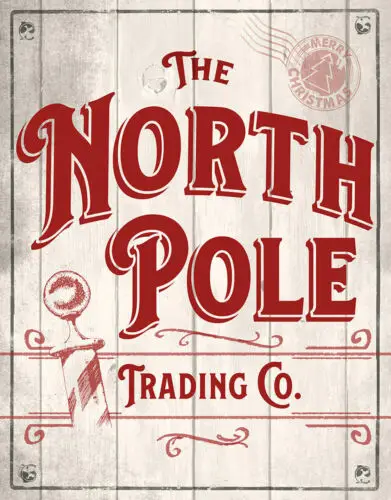 The North Pole Christmas Santa Winter Holiday Classic Retro Metal Tin Sign USA