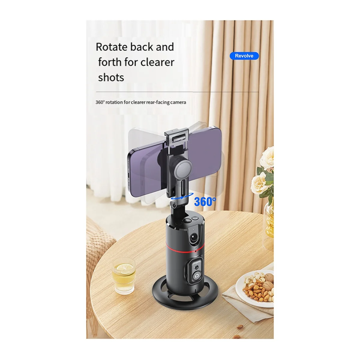 P02 360° Gimbal Stabilizer Desktop AI Automatic Tracking Gimbal with Remote for Smartphone Stabilizer