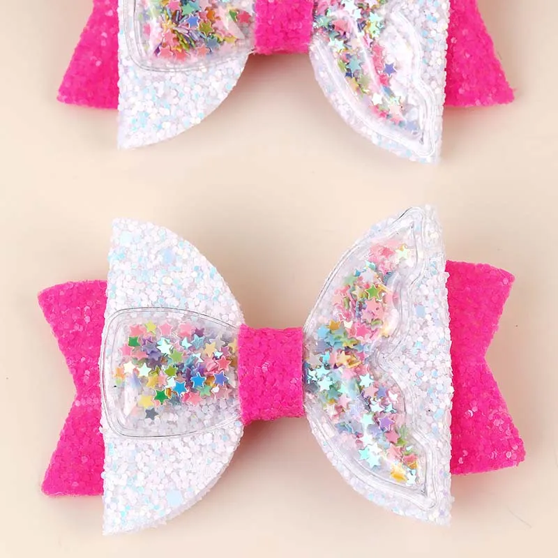 ncmama Waterproof Hair Bows Clips Glitter Star Hairpin for Girl Fashion Mermaid Bowknote Hair Pin Kids Headwear Hair Accessories