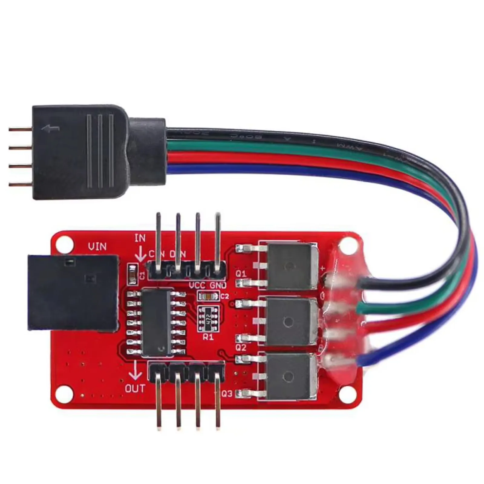 5PCS OPEN-SMART Full-color RGB LED Strip Driver Module w/ DC Jack Cascadable Based on P9813 Suitable for 5V MCU for Arduino