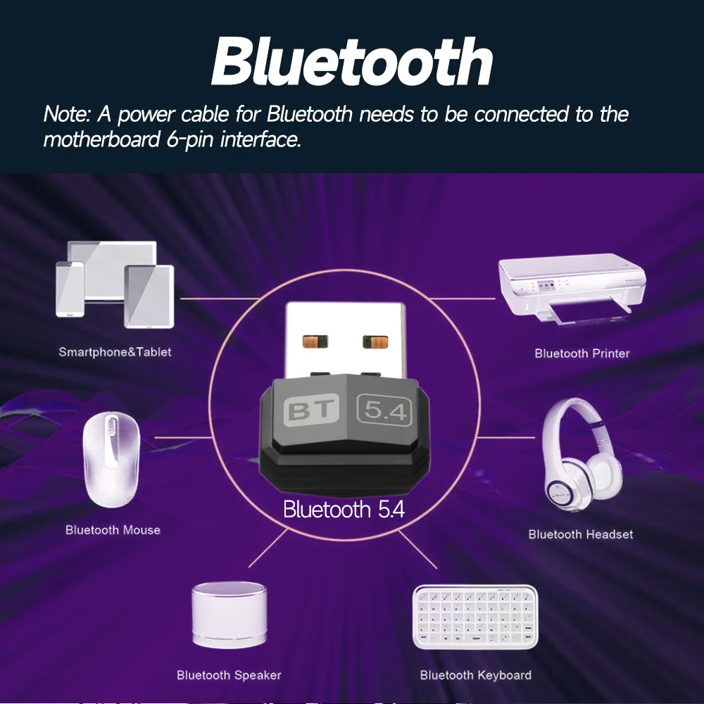 with Bluetooth 5.3 Adapter Connect Mouse Keyboard Game Console Handle Speaker Printer Converter with Bluetooth 2.4Ghz Dongle