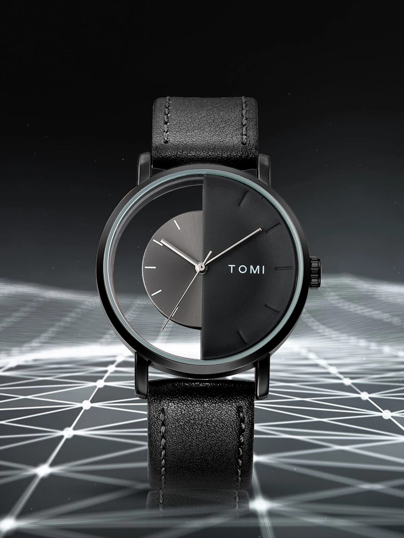 TOMI 3PCS Luxus Business Geschenk Box Set Männer Uhr Brieftasche Einfache Freizeit Kreative Hohl Zifferblatt Männer Quarzuhr Uhr uhr Geschenke – Detail 2
