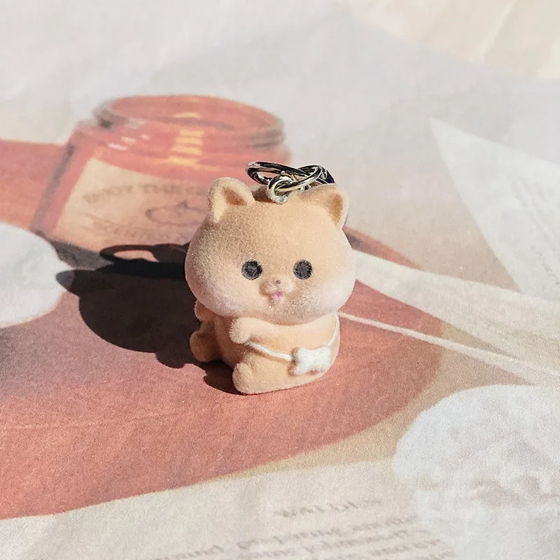 10PCS 3D Flocking Resin Small Animal Charms Plush Dolls Pendants  for Necklace Jewelry Making DIY Handmade Accessories Wholesale