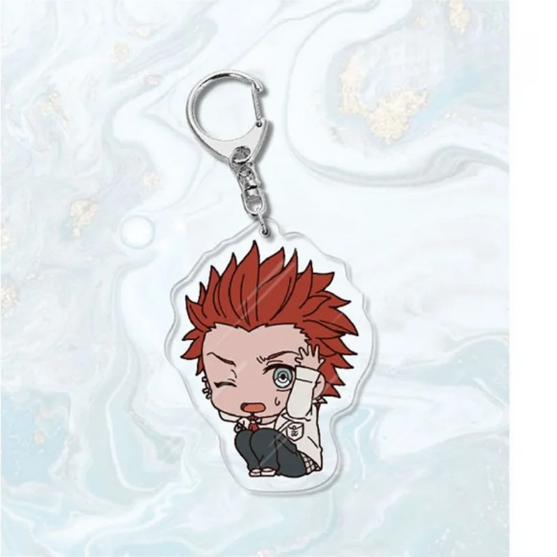 Danganronpa Squatting Q Version Anime Character Acrylic Keychain Metal Buckle Cute Cartoon Figure Bag Charm Pendant Lovely Gifts