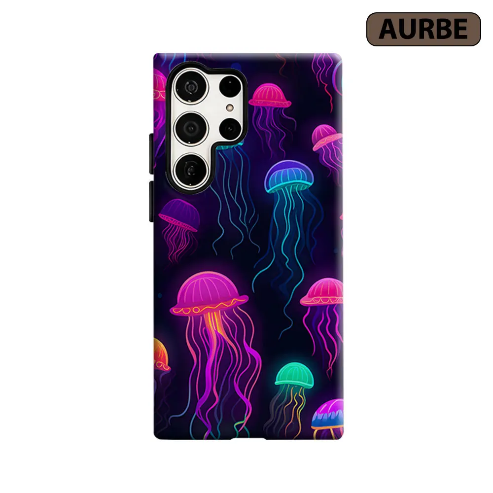 Neon Jellyfish Phone Case For Samsung Galaxy S26 S25 S24 S23 Ultra Plus HD Hard Double Layer Film Cover