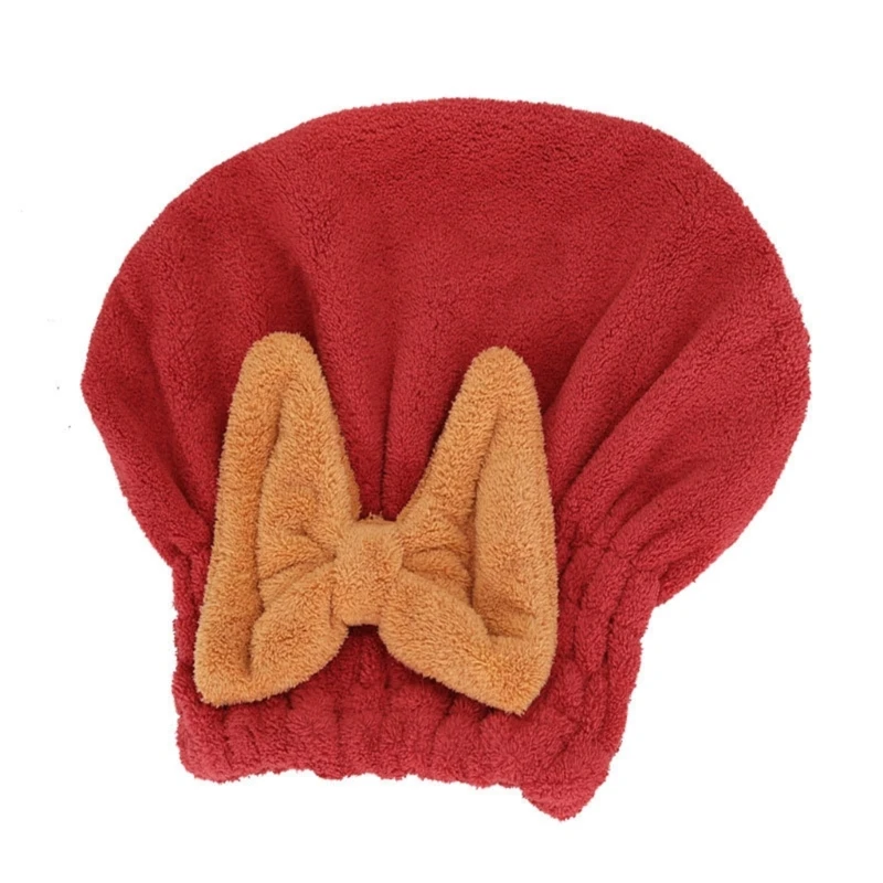 Asciugamano per capelli avvolgente in microfibra assorbente per capelli con accessorio da bagno con cappuccio a fiocco