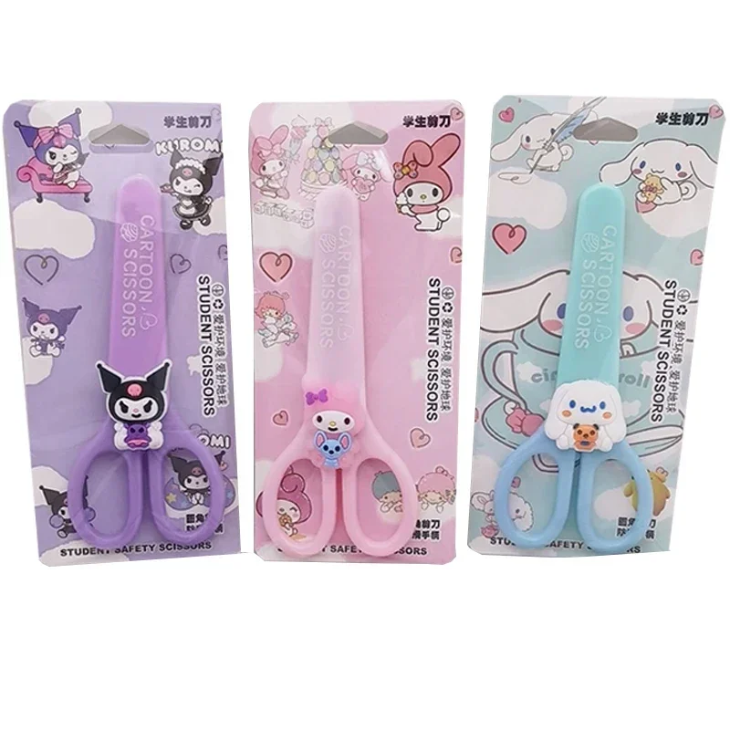 Cute Sanrio Mymelody Kuromi Cinnamoroll Multifunctional Stainless Steel Hand Scissors Mini Portable Kawaii Art Scissors School