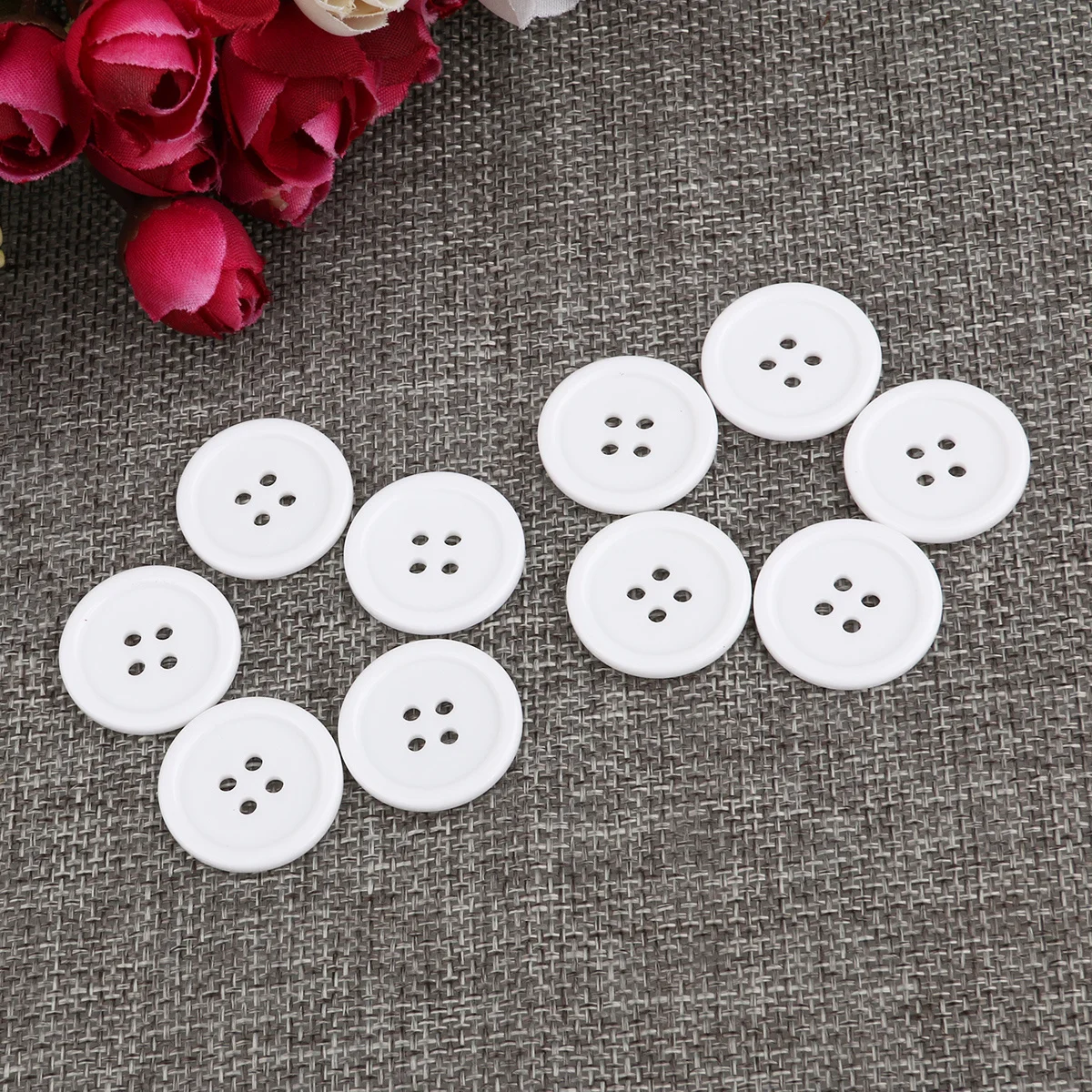 

50Pcs White 23Mm Resin Sewing Buttons 4 Hole Craft Button Set for DIY Embellishments Colorful Button Art Supplies