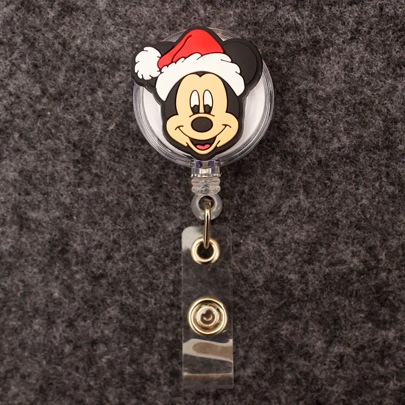 Merry Christmas Minnie Friends Mickey Style Badge Reel Nurse Workers Enfermera ID Holder Retractable Card Holder Accessory