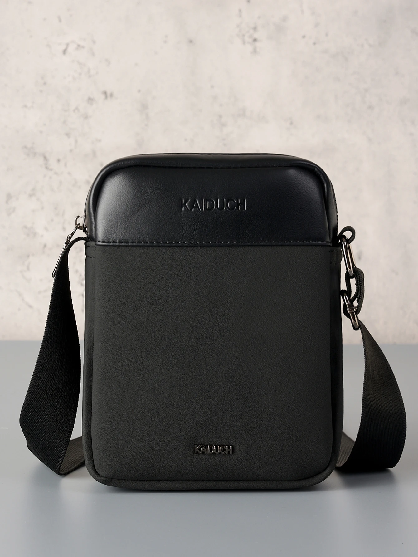 Men's Lightweight PU Leather Crossbody Bag, Casual Shoulder Sling Bag with Multiple Zipper Pockets, Water Resistant Chest Pack