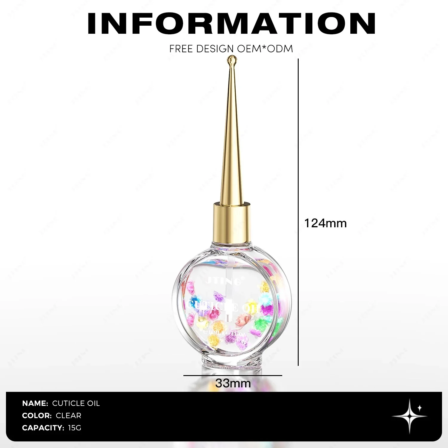 JTING 1pc Deep Moisture Cuticle Oil Formula Flower Cuticle Oil 15ml for Nails Nutrition Revitalizer Oil