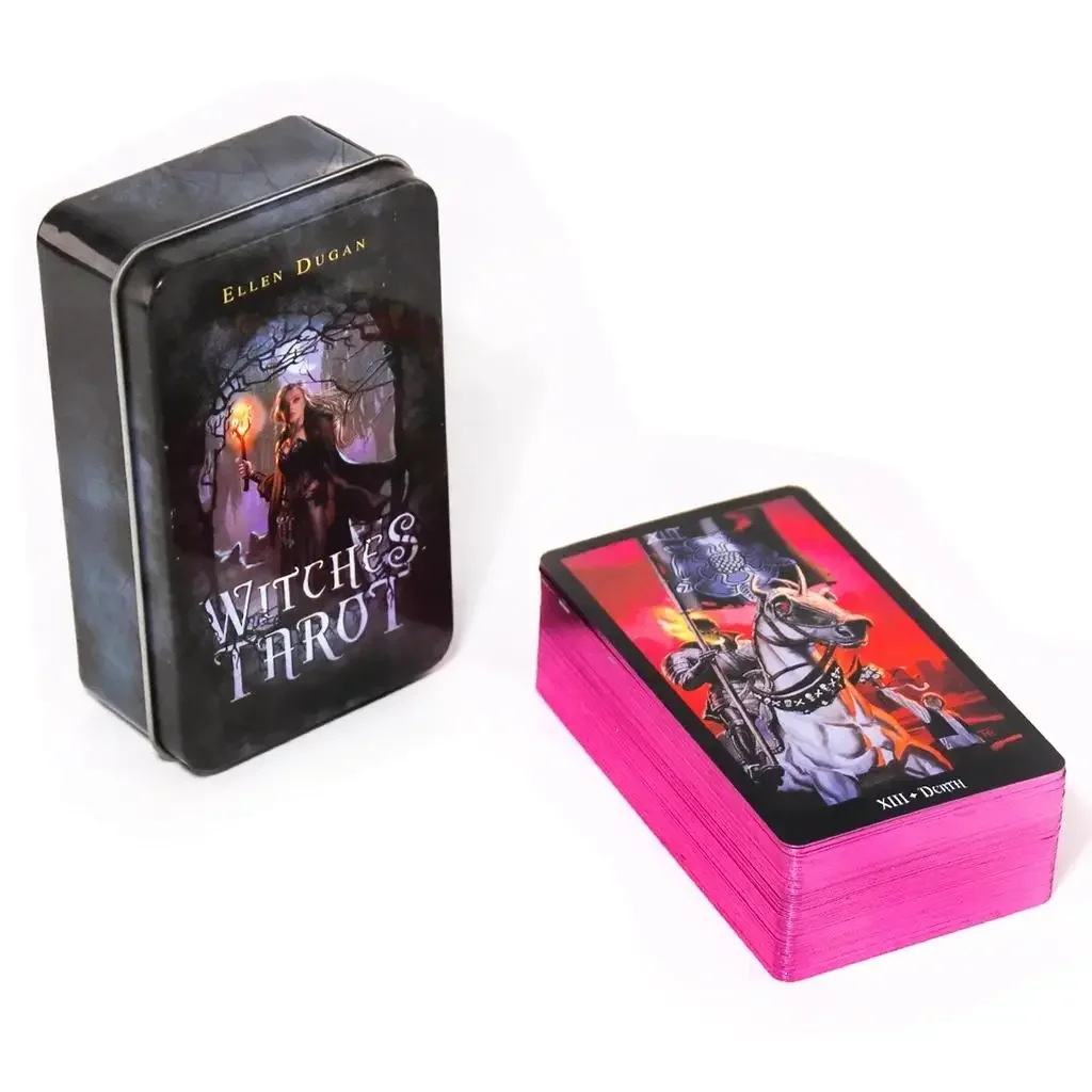 10.3*6cm Witches Tarot In A Tin Metal Box Tarot Deck with PDF Guide Book Divination Fate Cards 78pcs