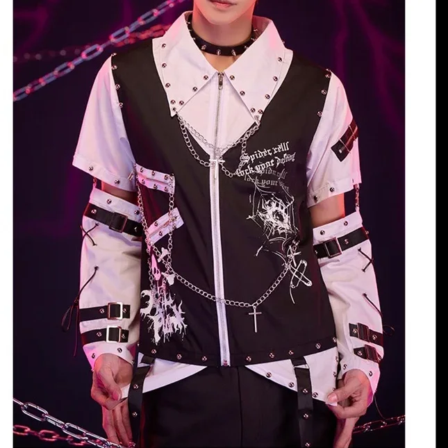 Camiseta de manga larga para hombre con tirantes de cadena 2026, estilo Y2K, Kill Matt Rock Punk, ropa japonesa, top para mujer