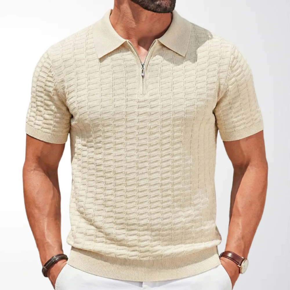 

Новая летняя мужская однотонная рубашка-поло на молнии с коротким рукавом, в стиле ретро, модная, повседневная, простая, свободная, дышащая мужская верхняя одежда
