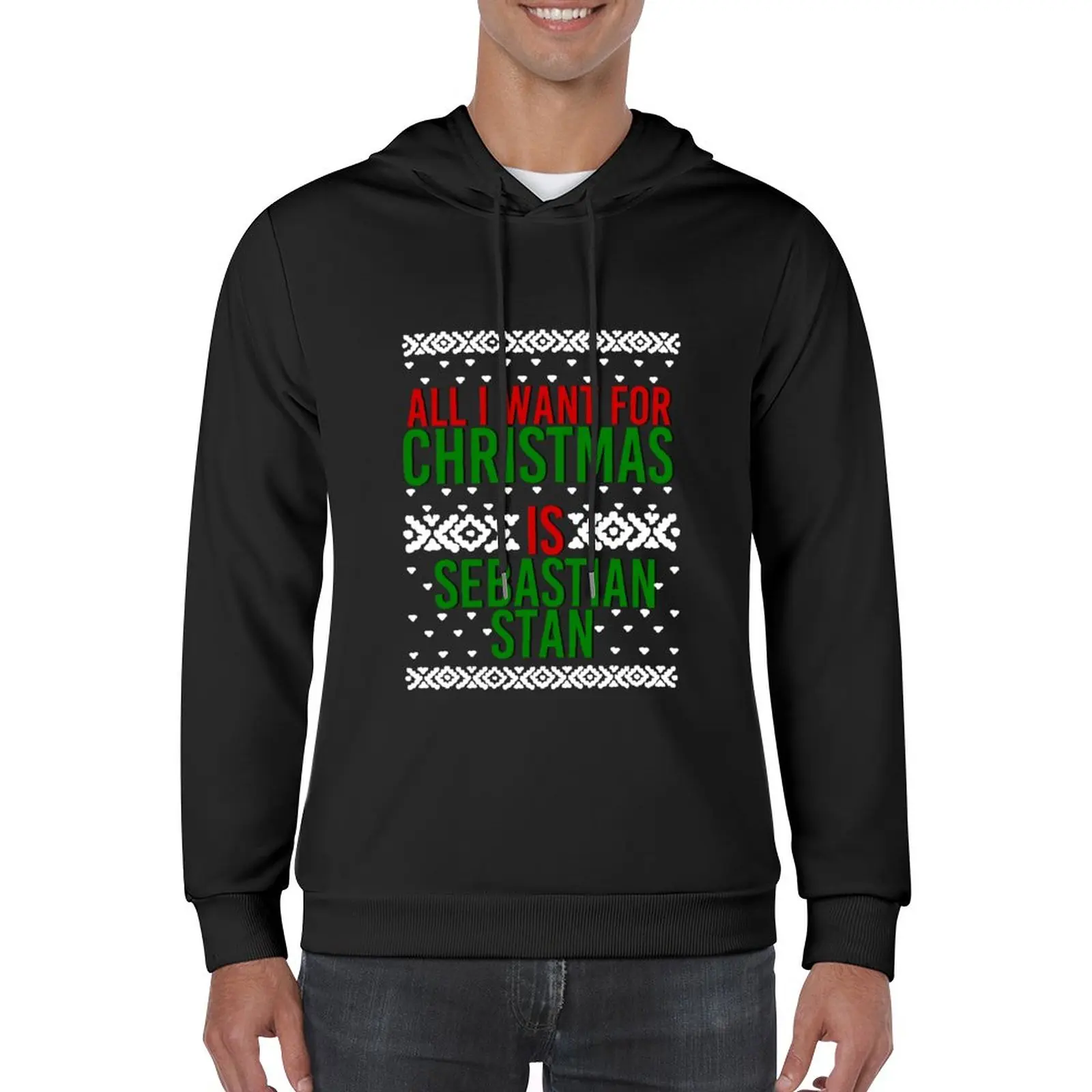 

Худи мужское с надписью «All I Want For Christmas» (Себастьян Стэн)