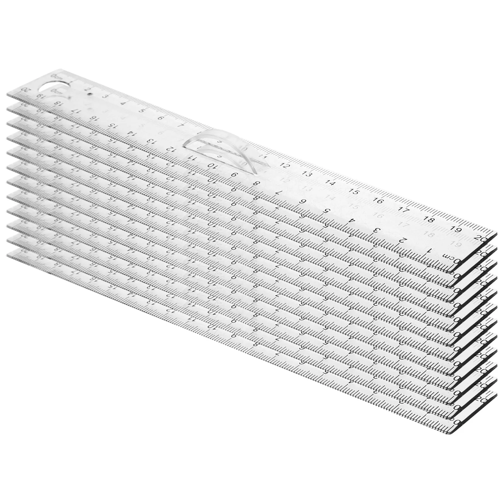 

20pcs Magnifying Math Clear Measuring Tool Geometry Set Transparent Plastic Straight Ruler For Students Office Drawing