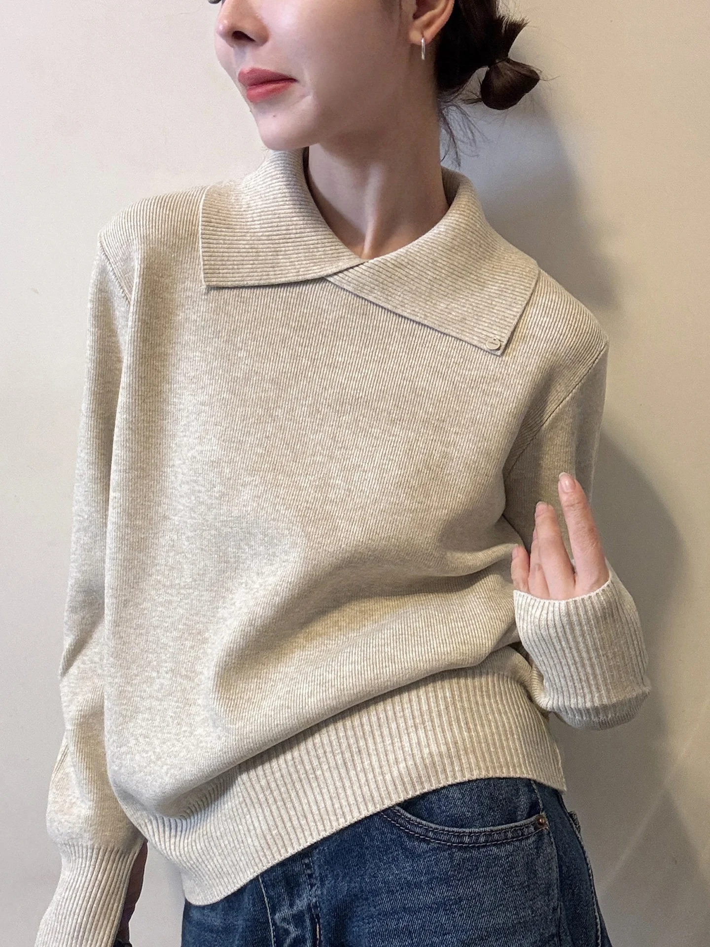 

Корейский свободный крой, вязаный свитер, однотонный, простой дизайн, зимний теплый, приятный для кожи женский топ