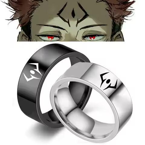Anime Jujutsu Kaisen Rings Ryōmen Sukuna Cosplay Black Dead Eye Unisex Ring Prop Jewelry Gift Stainless steel Accessories