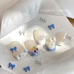 TSZS Korea Cute 3D Bow Nail Parts Tiny White Pink Blue Bowknot Nail Charms Kawaii DIY Nail Art Decoration Accessories