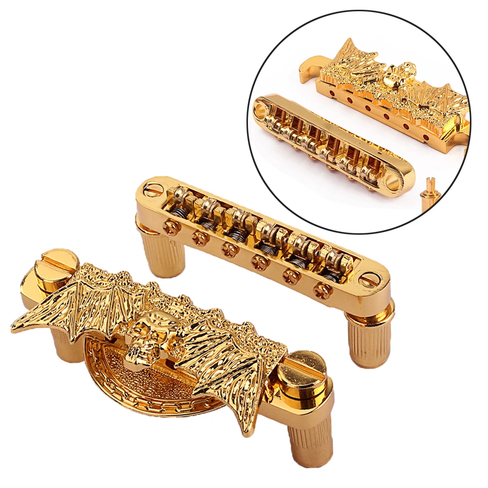 

Metal Guitar Bridge Set Replacement Parts Polished Lightweight Saddle Bridge for Electric Bass Guitar